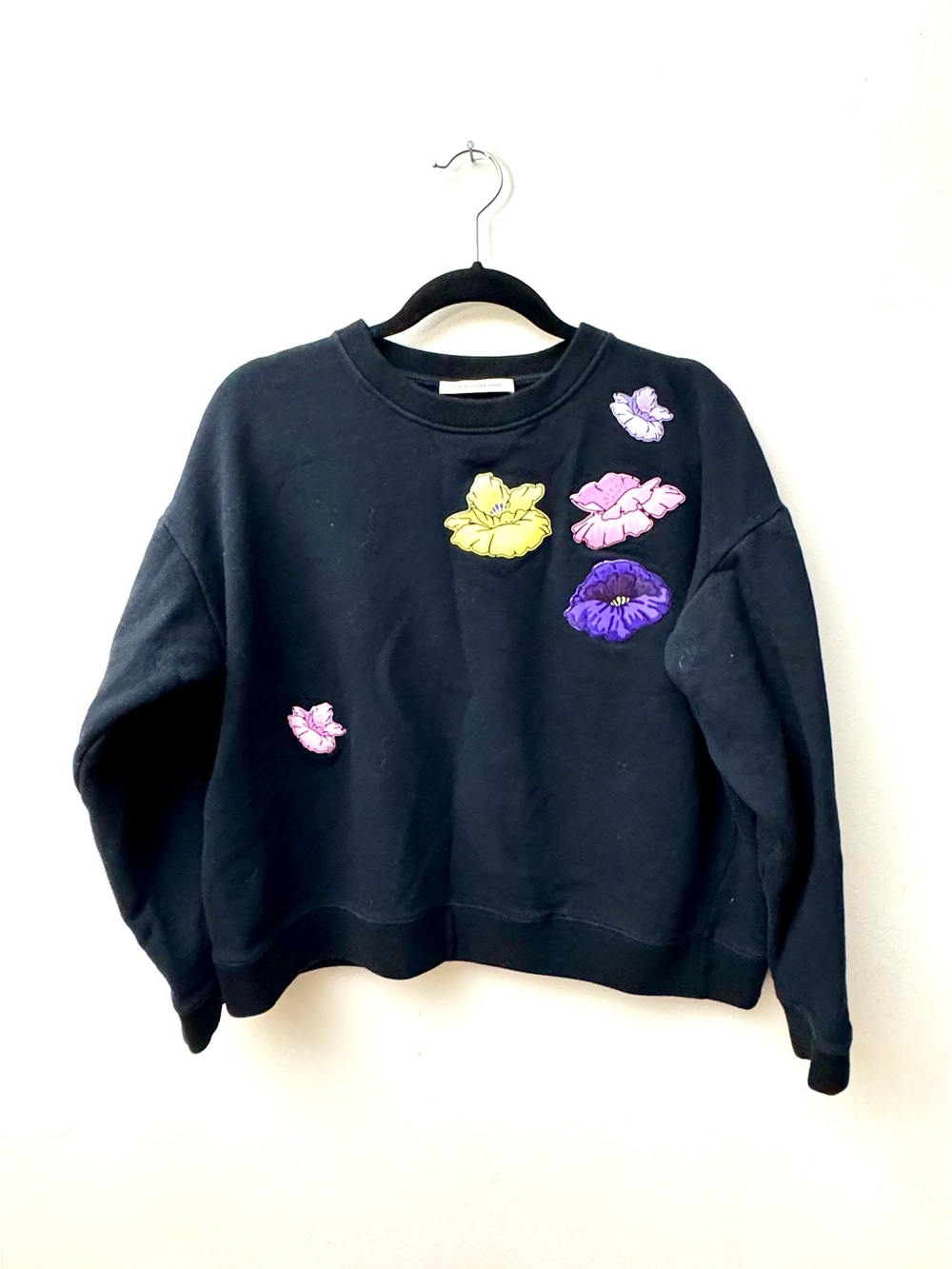 RARE* CHRISTOPHER KANE Black Sweatshirt with Floral Appliqués